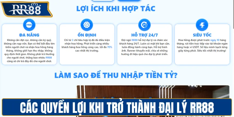 Các quyền lợi khi trở thành đại lý RR88