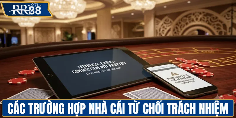Các trường hợp nhà cái từ chối trách nhiệm