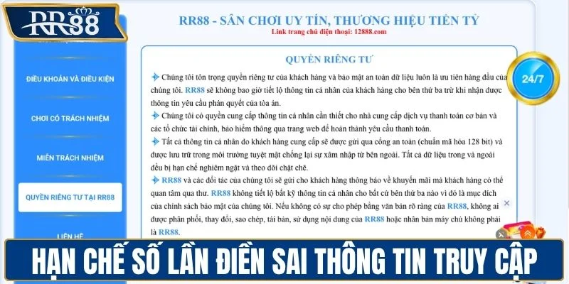 Hạn chế số lần điền sai thông tin truy cập
