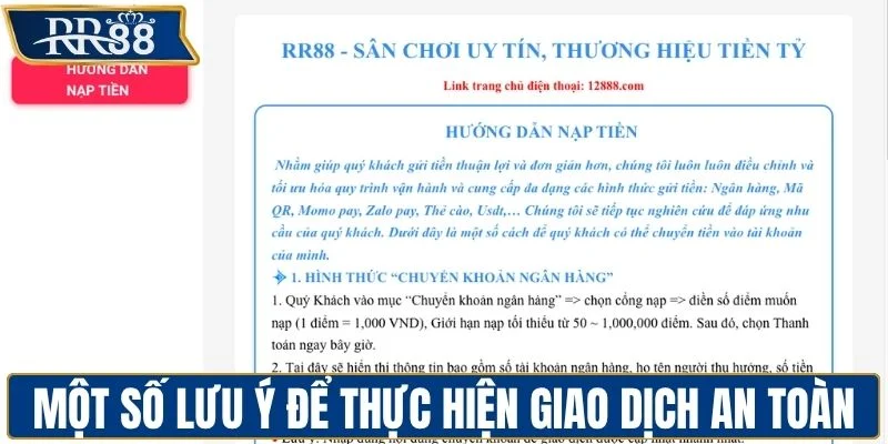 Một số lưu ý để thực hiện giao dịch an toàn