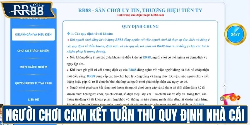 Người chơi cần cam kết tuân thủ quy định của nhà cái