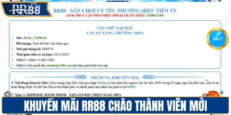 Nhận ngay khuyến mãi RR88 chào thành viên mới